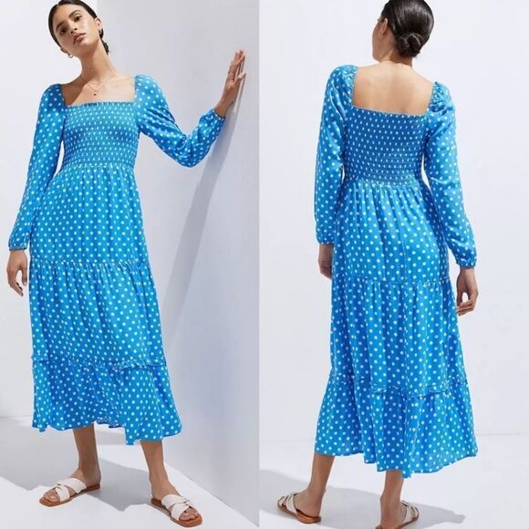 Anthropologie Dresses & Skirts - Dolan Smocked Midi polka dot dress, Med